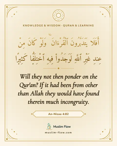 An-Nisaa 4:82: Will they not then ponder on the Qur'an? If it had been from other than Allah they would have found…