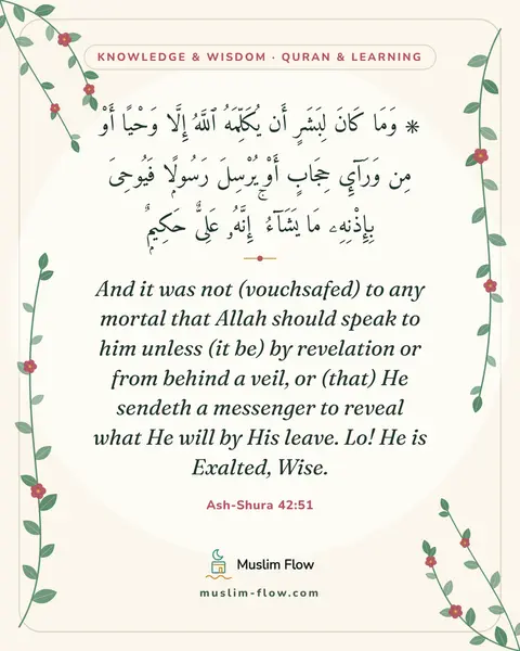 Ash-Shura 42:51: And it was not (vouchsafed) to any mortal that Allah should speak to him unless (it be) by…