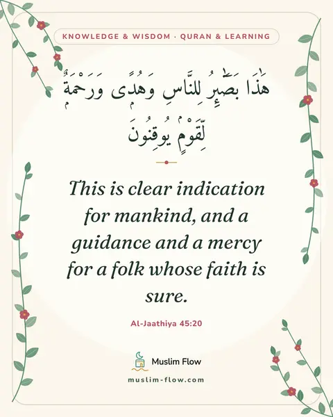 Al-Jaathiya 45:20: This is clear indication for mankind, and a guidance and a mercy for a folk whose faith is sure.