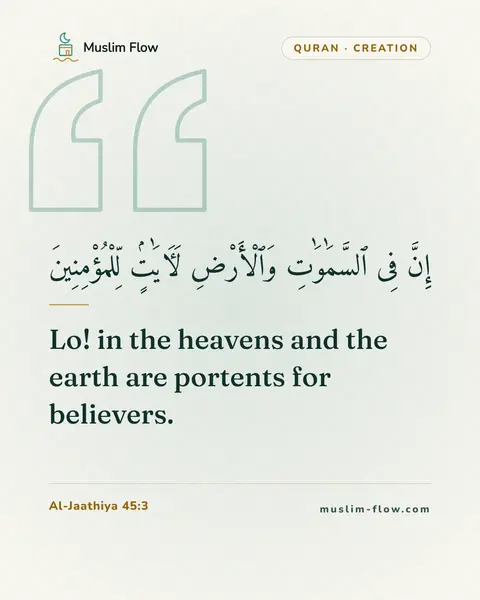 Al-Jaathiya 45:3: Lo! in the heavens and the earth are portents for believers.