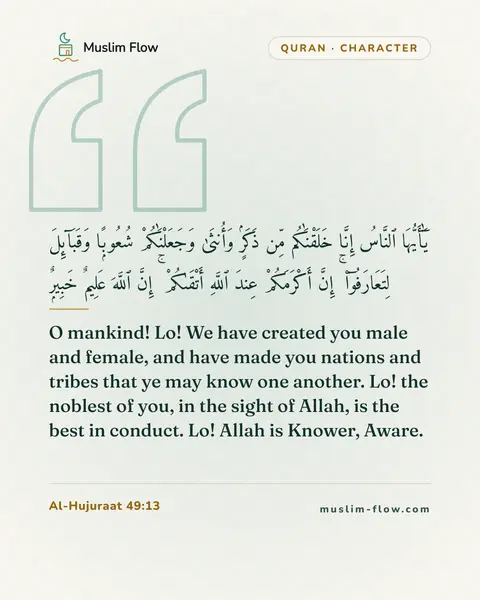 Al-Hujuraat 49:13: O mankind! Lo! We have created you male and female, and have made you nations and tribes that ye…