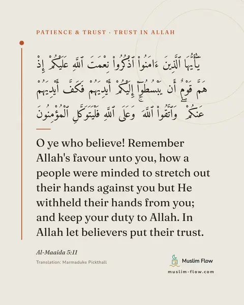 Al-Maaida 5:11: O ye who believe! Remember Allah's favour unto you, how a people were minded to stretch out their…