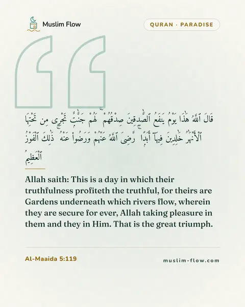 Al-Maaida 5:119: Allah saith: This is a day in which their truthfulness profiteth the truthful, for theirs are…