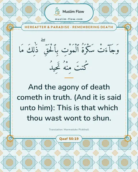Qaaf 50:19: And the agony of death cometh in truth. (And it is said unto him): This is that which thou wast…