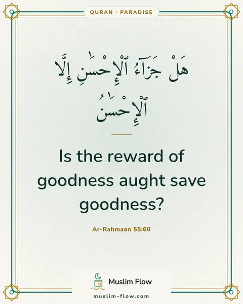 Ar-Rahmaan 55:60: Is the reward of goodness aught save goodness?
