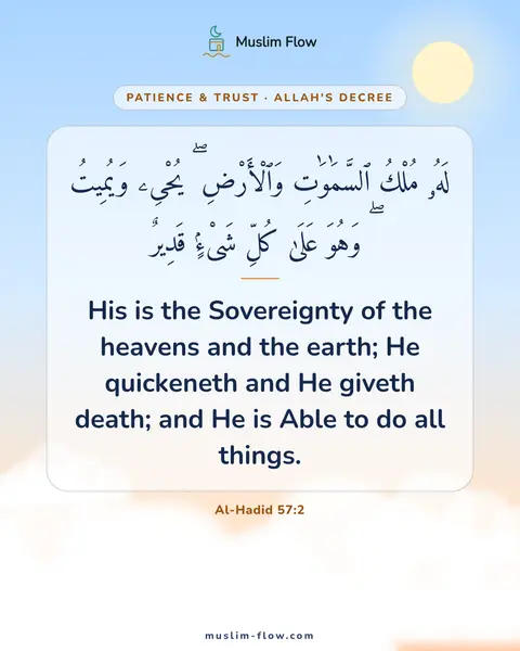 Al-Hadid 57:2: His is the Sovereignty of the heavens and the earth; He quickeneth and He giveth death; and He is…