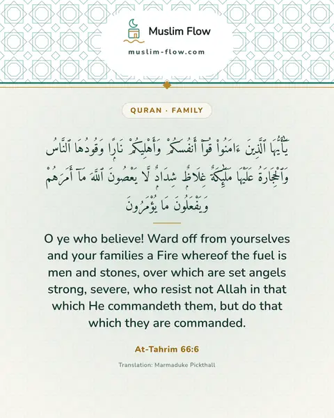 At-Tahrim 66:6: O ye who believe! Ward off from yourselves and your families a Fire whereof the fuel is men and…