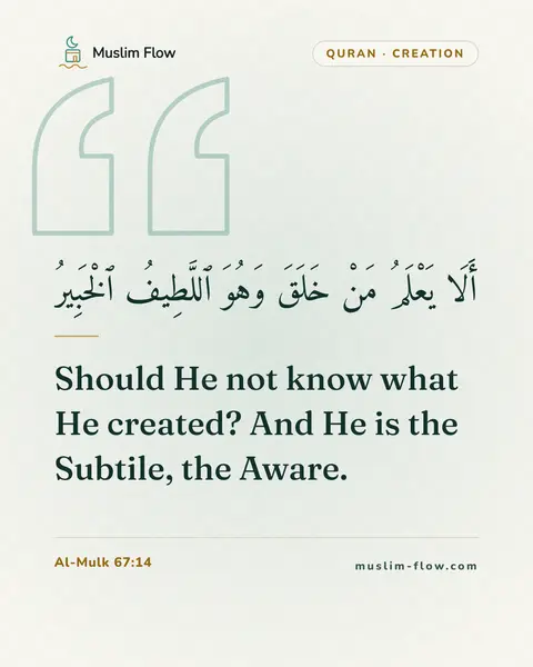 Al-Mulk 67:14: Should He not know what He created? And He is the Subtile, the Aware.