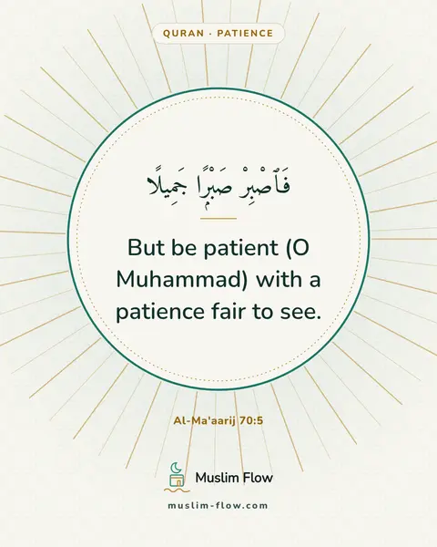 Al-Ma'aarij 70:5: But be patient (O Muhammad) with a patience fair to see.