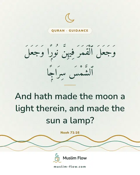 Nooh 71:16: And hath made the moon a light therein, and made the sun a lamp?