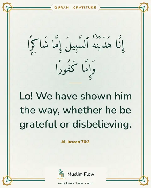 Al-Insaan 76:3: Lo! We have shown him the way, whether he be grateful or disbelieving.