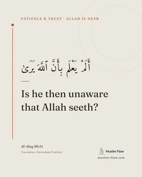 Al-Alaq 96:14: Is he then unaware that Allah seeth?